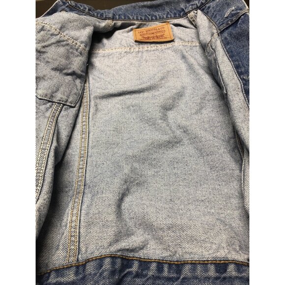 Levi Strauss Woman Large Denim Jacket Orange Tag Blue Trucker 75405 0212 - Picture 9 of 9